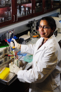 Dr Nalini Santanam at the Marshall University - Robert C. Byrd Biotech Center, Huntington, WV.